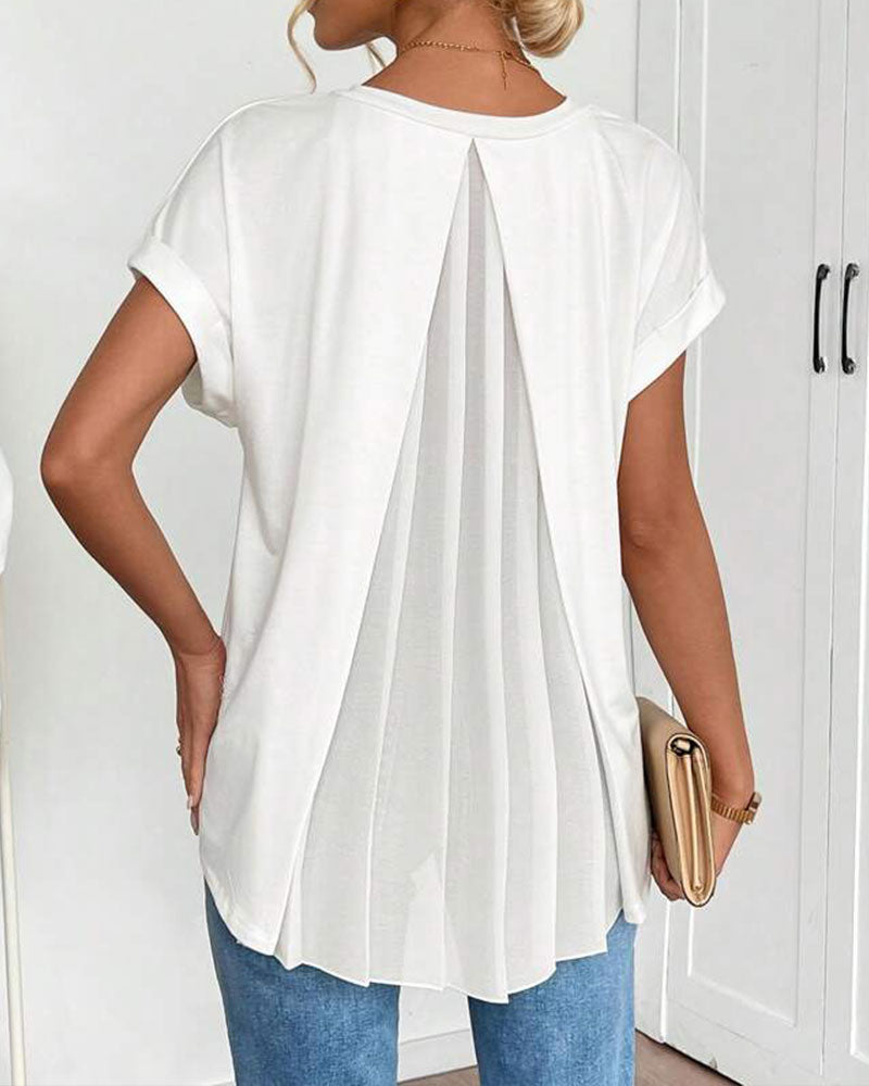 T-Shirt A Maniche Corte Tinta Unita Patchwork