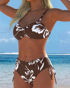 Bikini due pezzi a collo alto con stampa fantasia