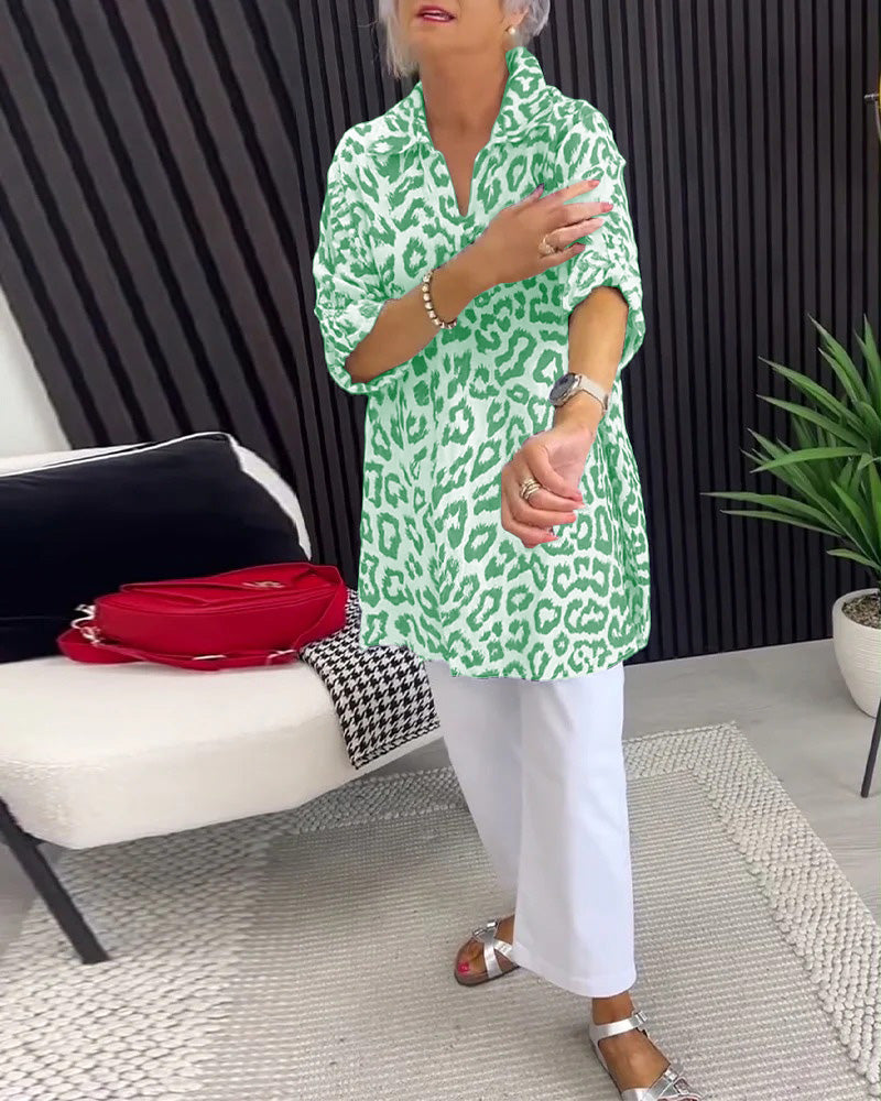 Camicetta Revers Stampa Leopardo