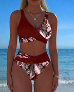 Bikini con contrasto di colori fantasia floreale