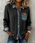 Camicia di jeans a maniche lunghe con patchwork