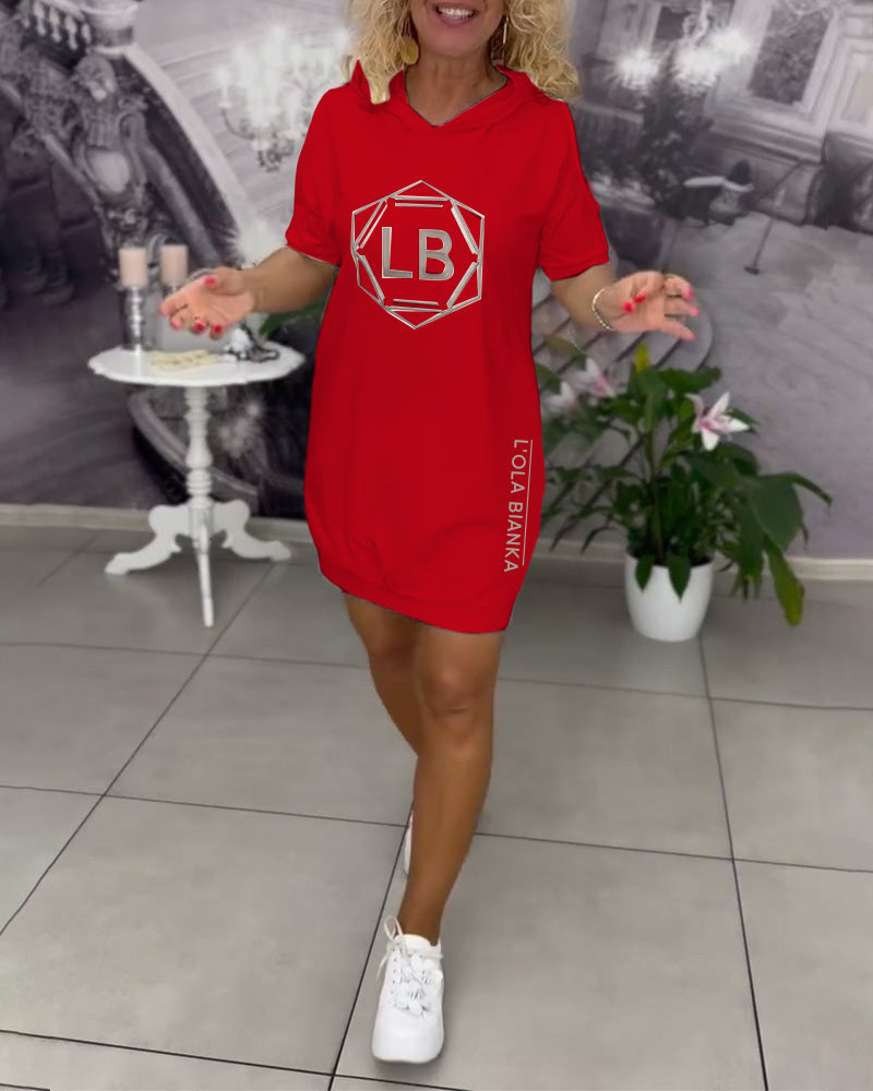 Felpa con Cappuccio con Stampa di Lettere Sportive