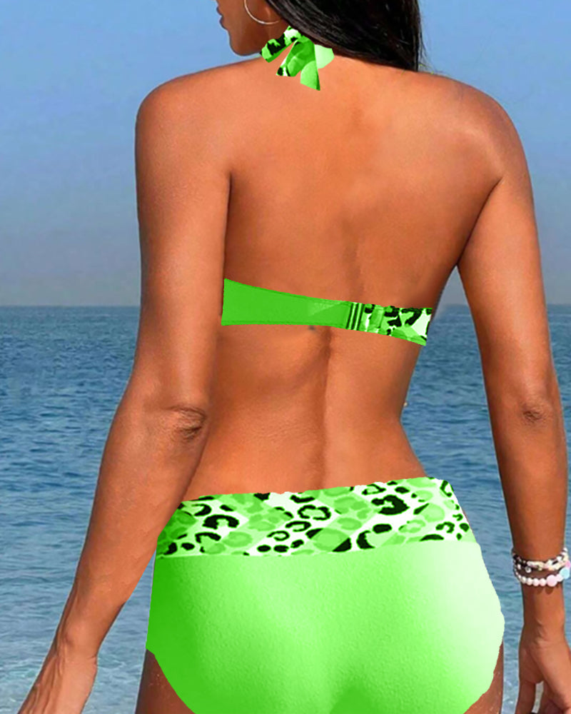 Bikini leopardato due pezzi stampato patchwork