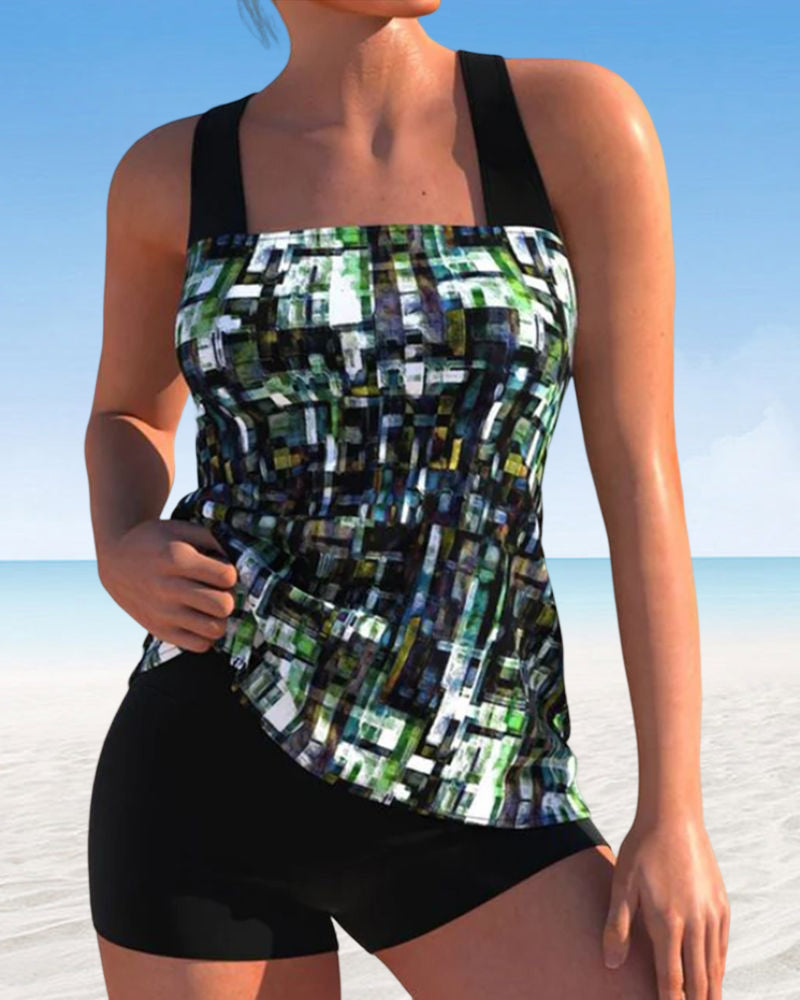 Tankini stampati con scollo quadrato