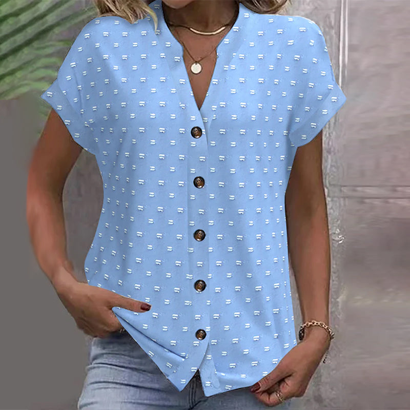 Camicetta blu con spalle scese