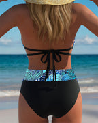 Bikini sexy con reggiseno stampato allacciato al collo