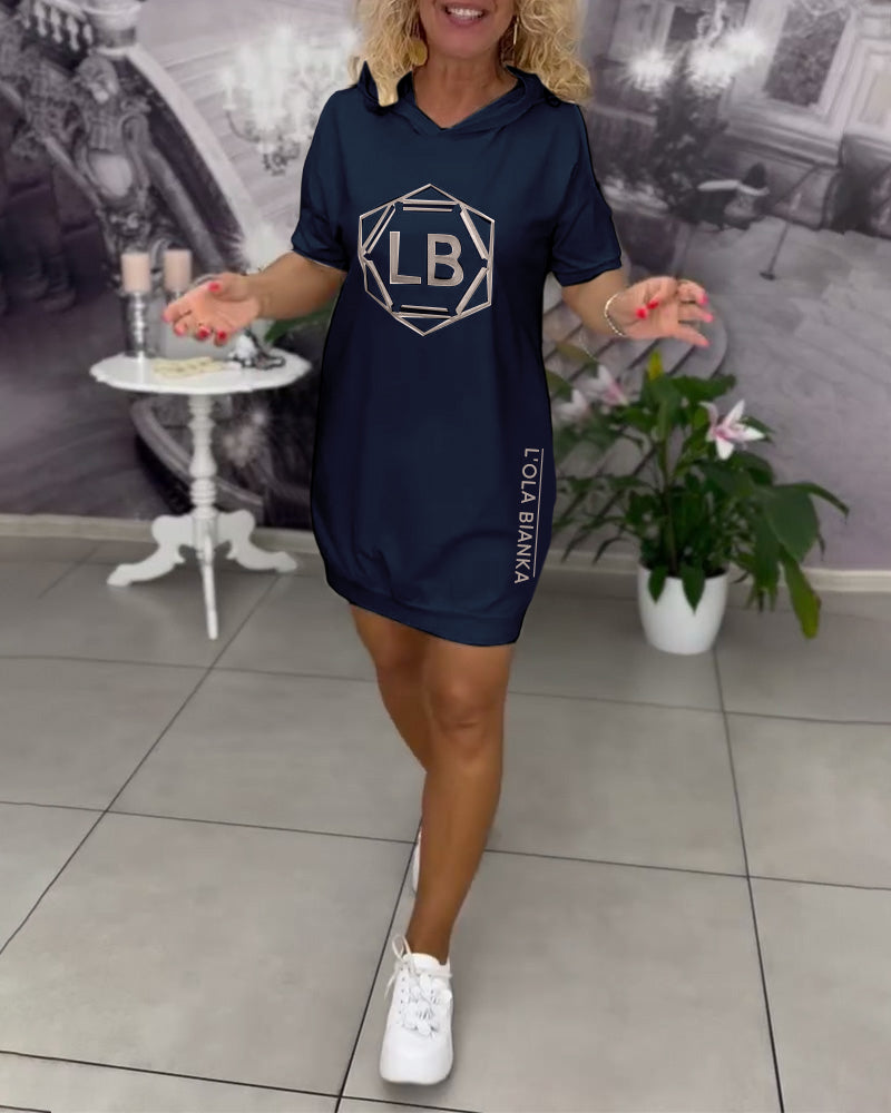 Felpa con Cappuccio con Stampa di Lettere Sportive