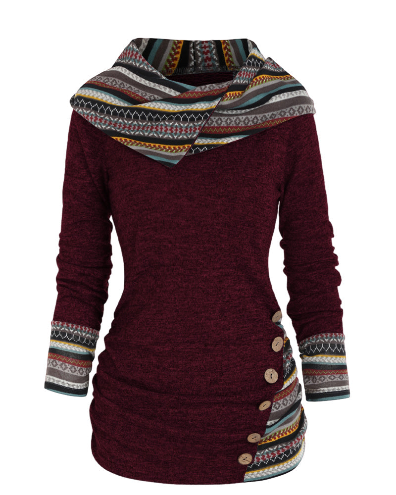 Felpa con cappuccio casual con colore a contrasto