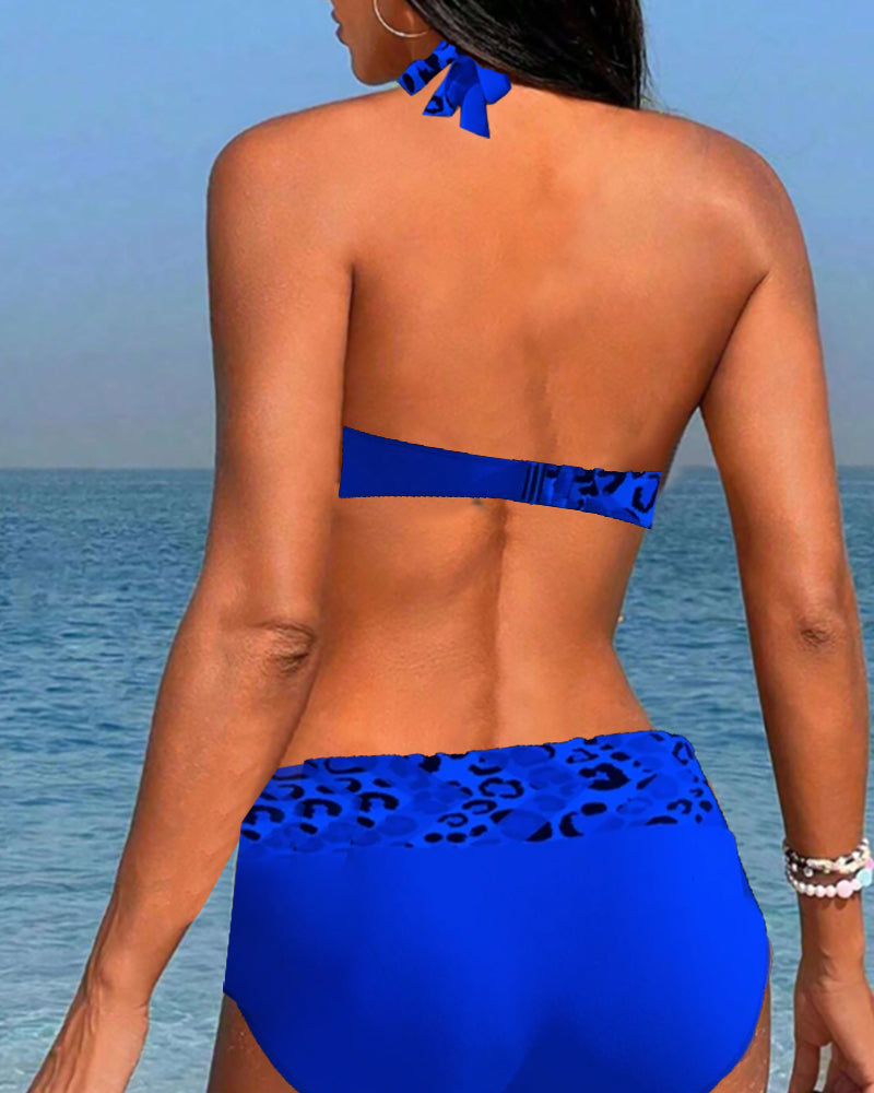 Bikini leopardato due pezzi stampato patchwork