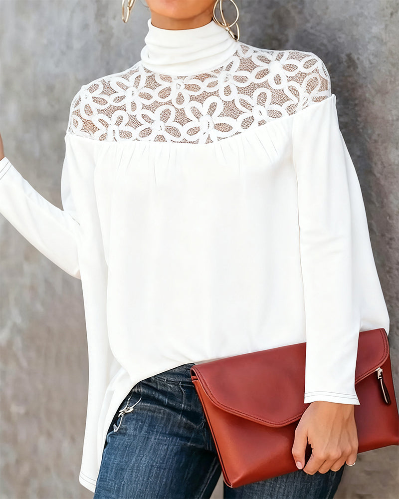Dolcevita in pizzo a maglia trasparente
