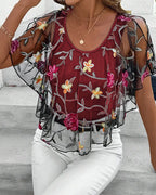 Blusa Ricamata Maglia Robusta