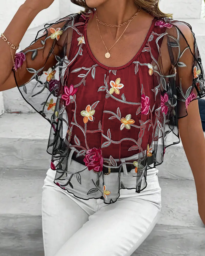 Blusa Ricamata Maglia Robusta