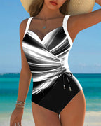 Costume da bagno intero con laccetti a contrasto