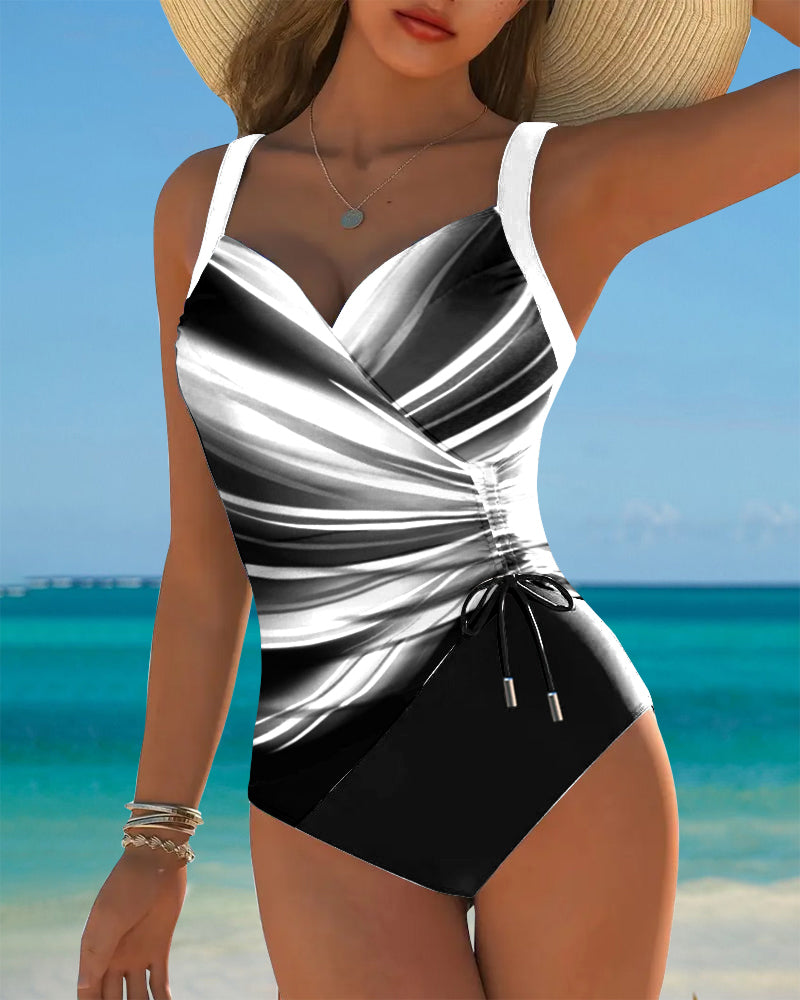 Costume da bagno intero con laccetti a contrasto