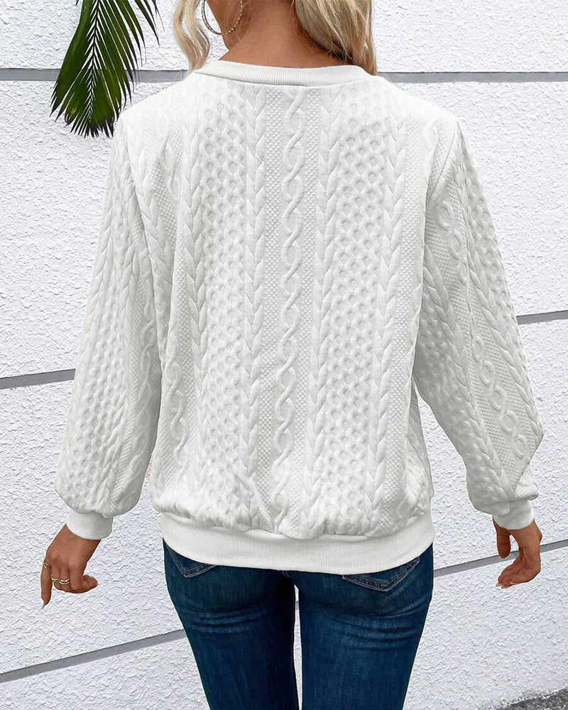 Felpa casual a maniche lunghe con zip tinta unita