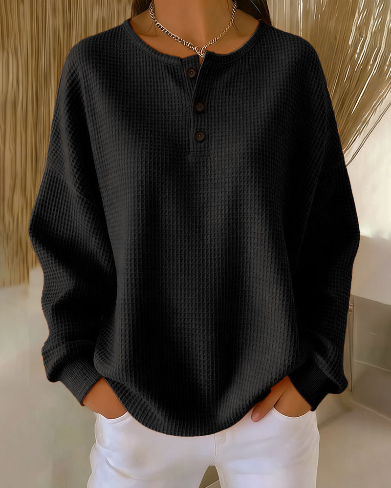 Felpa di tendenza casual monocolore a maniche lunghe