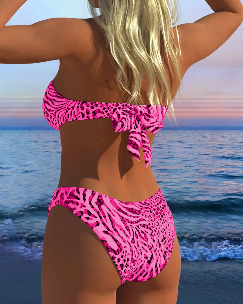 Costume da bagno sexy due pezzi con stampa leopardata