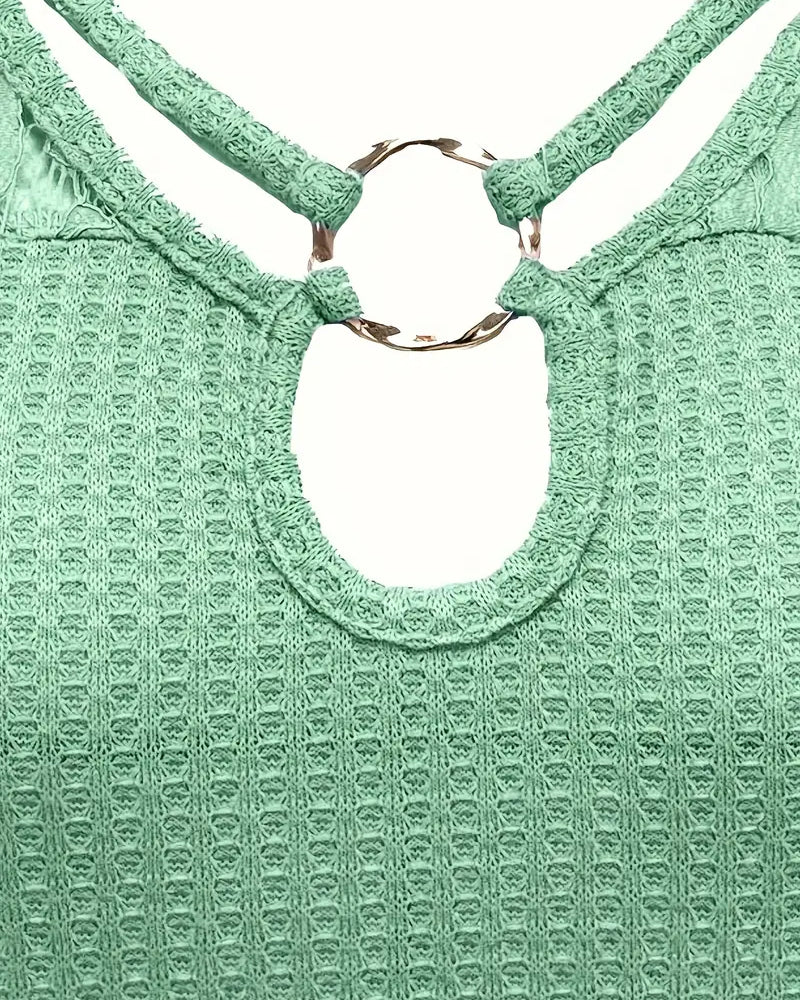 T-shirt in pizzo con pannello lavorato a maglia