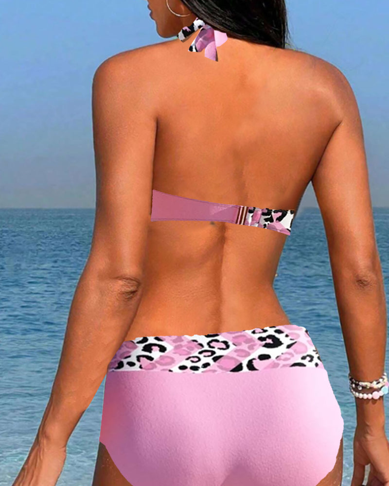 Bikini leopardato due pezzi stampato patchwork