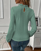 Top in pizzo girocollo maniche lunghe
