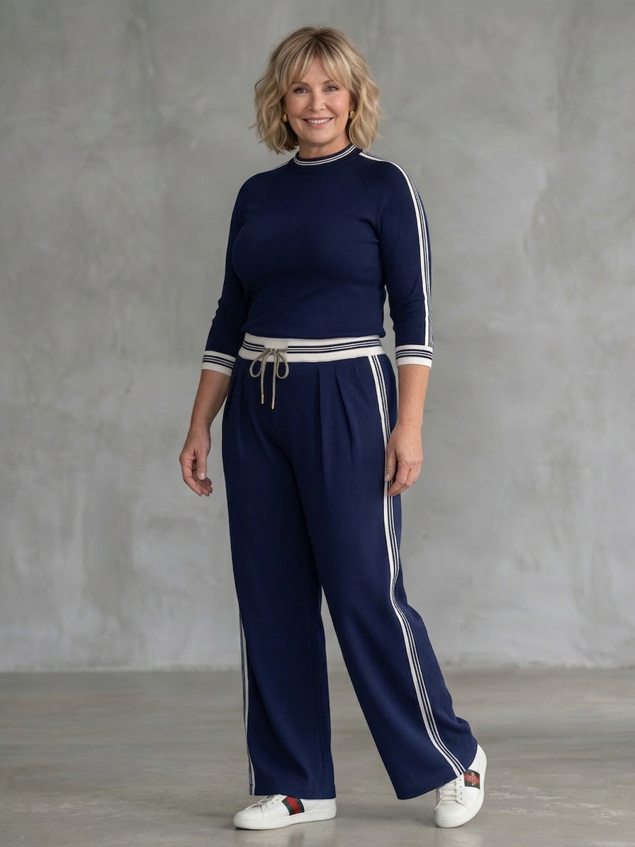 Eirlys | Completo Top Aderente a Maniche Lunghe e Pantaloni a Gamba Larga