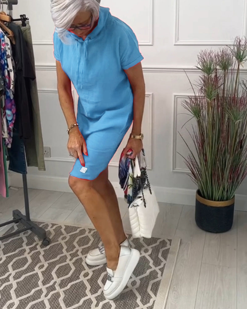 Abito casual con cappuccio e maniche corte