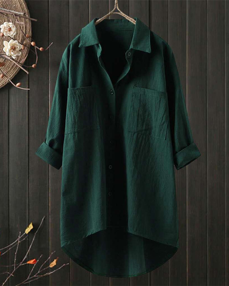 Camicia ampia a tinta unita con maniche lunghe