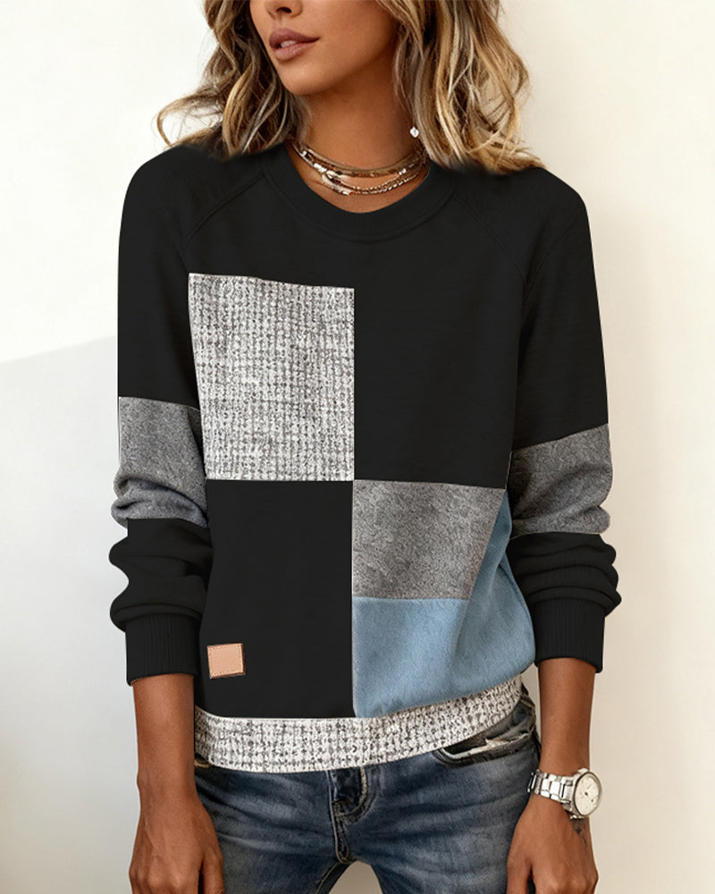 Felpa Girocollo Colore A Contrasto Casual
