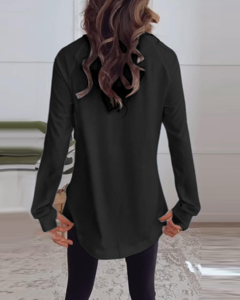 Top a maniche lunghe a tinta unita casual