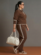 Rain | Set Manica Lunga con Collo Zip e Pantaloni a Righe