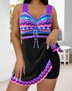 Costume da bagno con coulisse e stampa a righe
