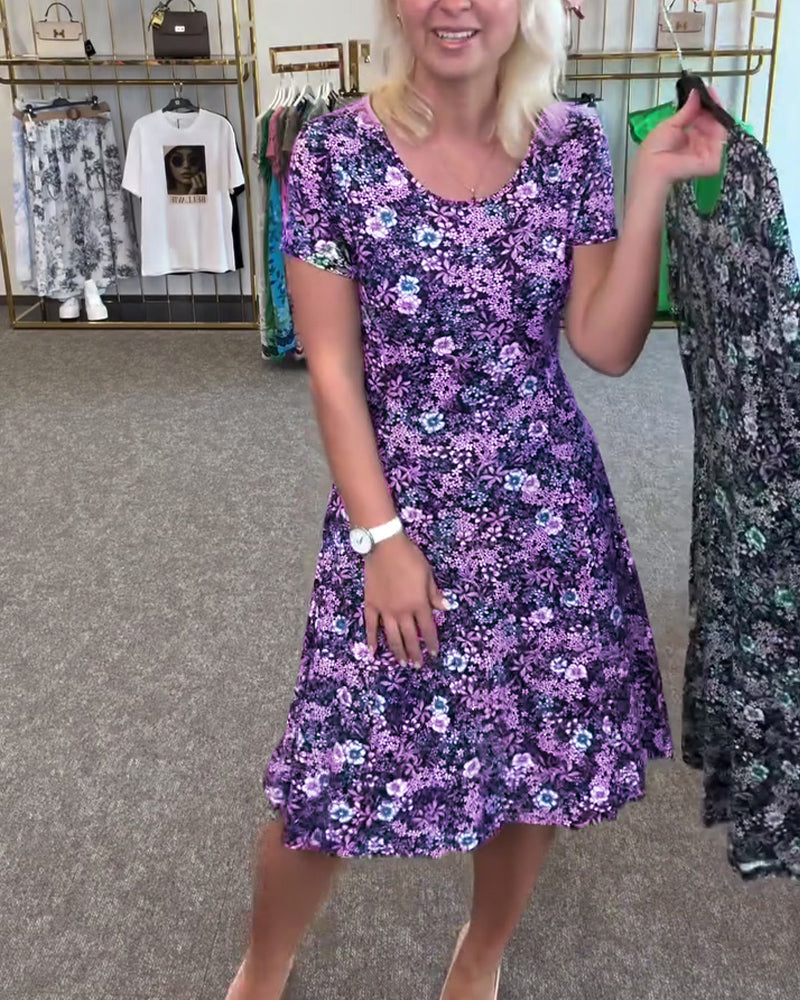 Abito Elegante con Stampa e Vita Sottile