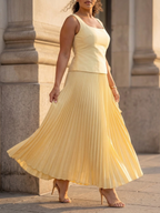 Rhodes | Coordinato Top Strutturato con Gonna Plissettata
