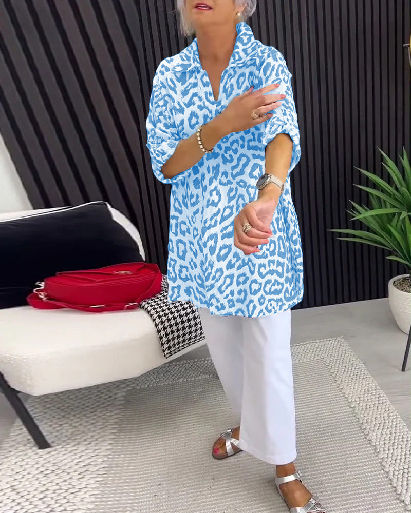 Camicetta Revers Stampa Leopardo