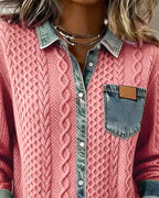 Camicia di jeans a maniche lunghe con patchwork