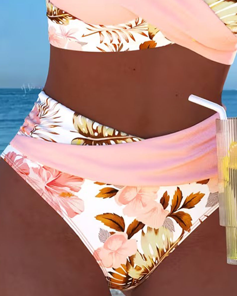 Bikini Contrasto Floreale Spacco