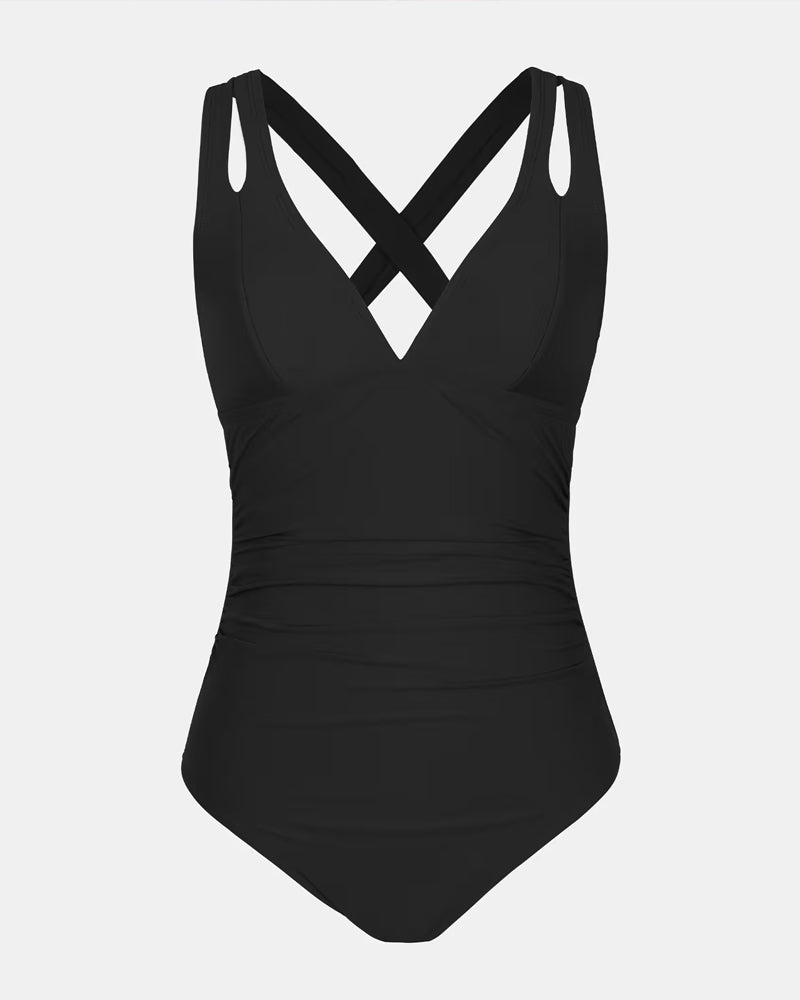 Costume intero a tinta unita con spalline