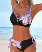 Bikini Bralette Allacciato con Stampa
