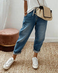Jeans larghi effetto invecchiato in stile retrò