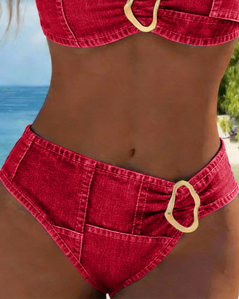 Bikini Due Pezzi con Bretelline e Fibbia Metallica