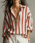 Camicia a righe a maniche lunghe con colletto
