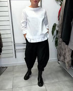 100% cotone Camicetta con colletto largo tinta unita casual