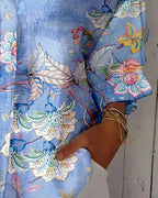 Camicia di moda stampata con collo a revers