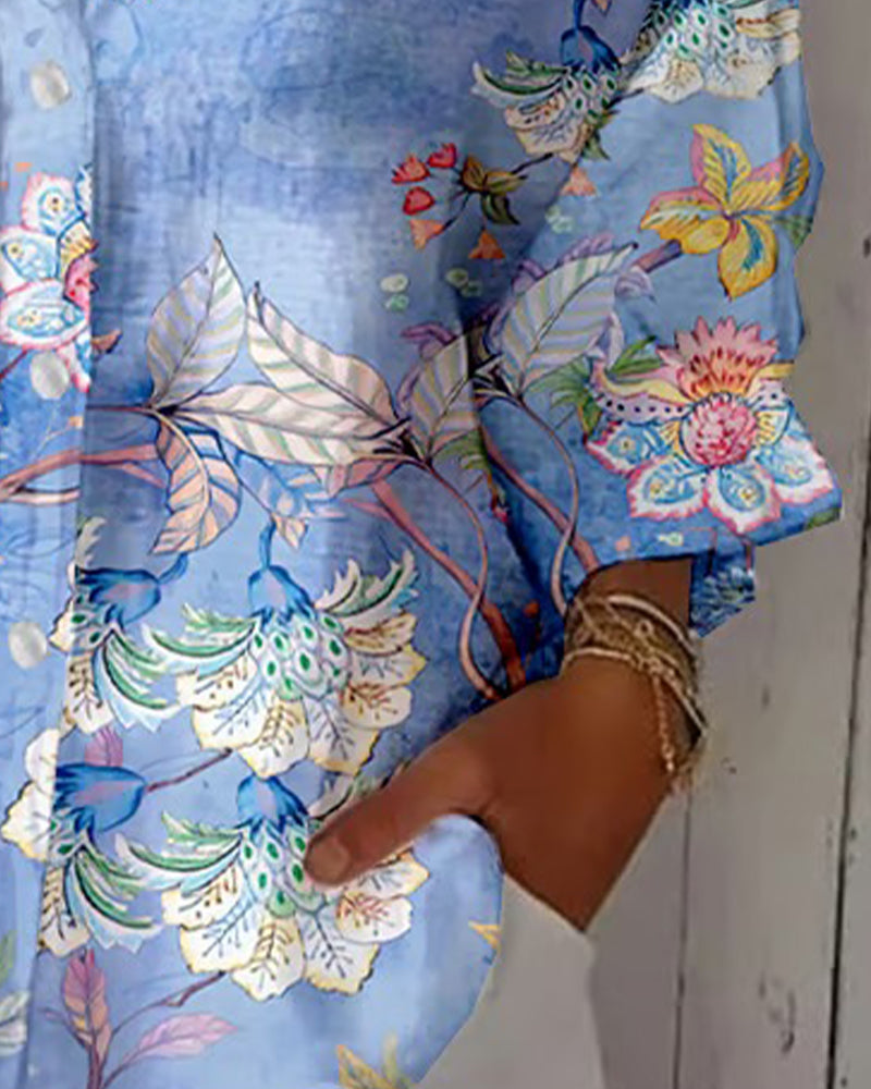 Camicia di moda stampata con collo a revers