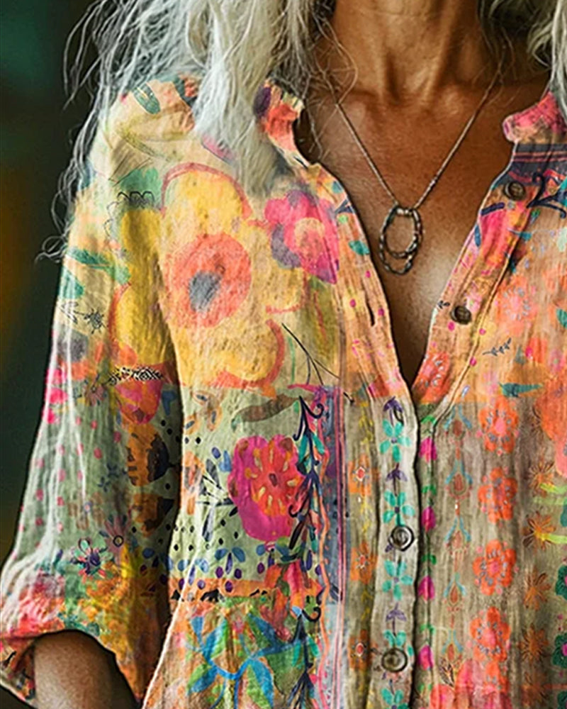 Camicia Artistica Stampa Floreale