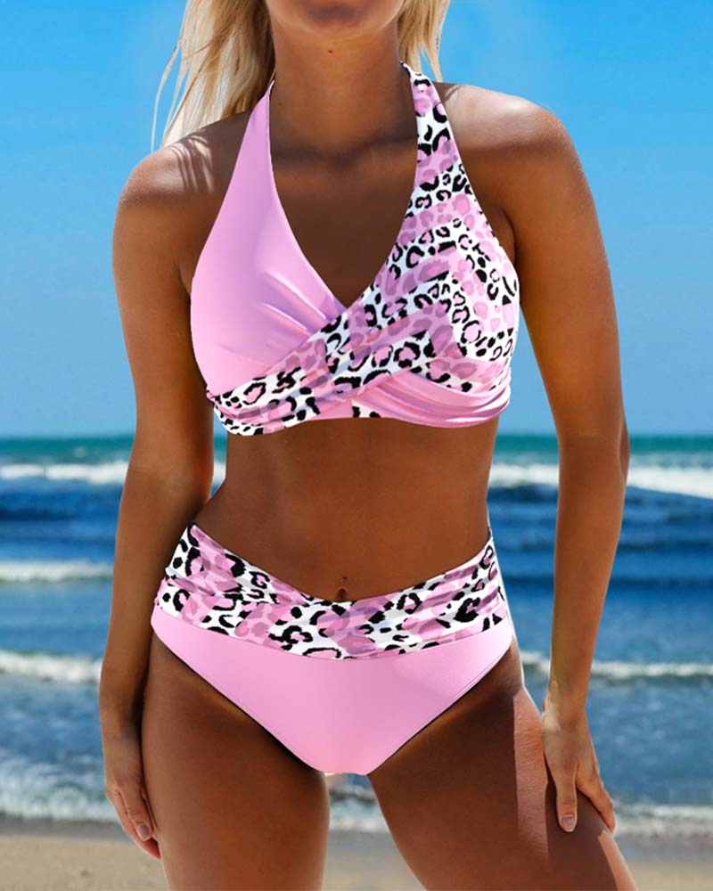 Bikini leopardato due pezzi stampato patchwork