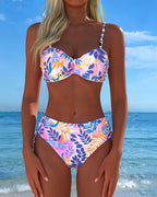 Bikini Bralette Stampa Foglie