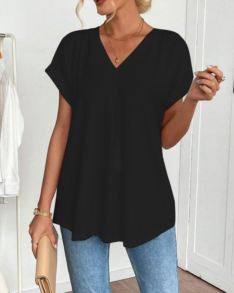 T-Shirt A Maniche Corte Tinta Unita Patchwork