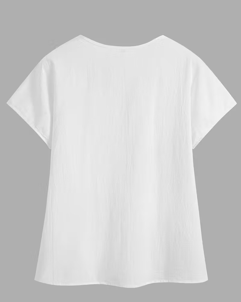 Blusa scollo tondo manica corta colletto Peter Pan