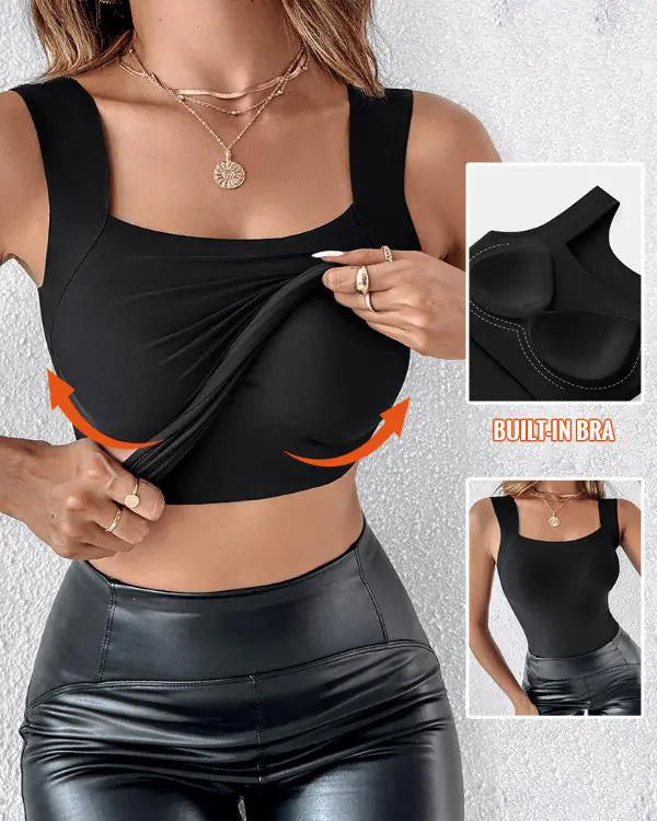 🔥Canotta Modellante con Scollo a U e Reggiseno Integrato